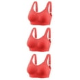 thumbnail image 1 of YWDJ Bras for Women Plus Size Push up 3 Pack Comfortable Bras Wireless Sleep Bras Adjustable Straps Full Coverage Breastfeeding Bras Wrap Comfy Bras Padded Comfort Solid Lounge Bras Red M, 1 of 3