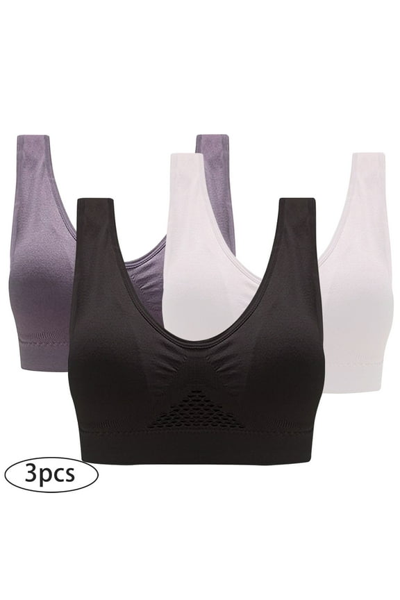 YWDJ Bras for Women Plus Size Push up 3 Pack Front Close No Wires Wide Strap Full Coverage Bras Low Support Cross Padded Plus Size Bras Comfortable Wrap Solid Bras Multicolor M
