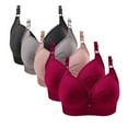 thumbnail image 1 of YWDJ Bras for Women Plus Size Push up 5 Pack Closure in Back Lounge Bras No Wire Comfortable Bras Adjustable Straps Half Cup Wrap Bras Padded Comfortable Bras Solid Sleep Bras Gray 40, 1 of 2