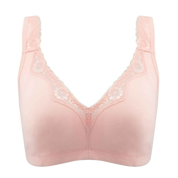 YWDJ Bras for Women Plus Size Push up Back Closures Comfy Bras No Wire Lounge Bras Wide Strap Full Coverage Wrap Comfortable Bras Padded Plus Size Comfy Bras Bras Pink 85E