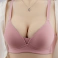 thumbnail image 1 of YWDJ Bras for Women Plus Size Push up Back Closures Sleep Bras No Wires Comfy Bras Adjustable Straps Half Cup Wrap Lounge Bras Padded Comfort Bras Solid Comfortable Bras Pink 95, 1 of 3