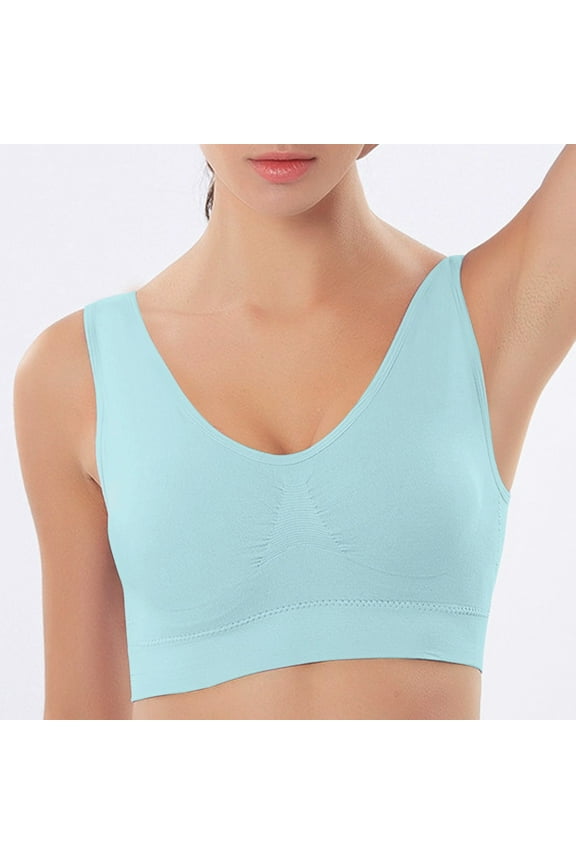 YWDJ Bras for Women Plus Size Push up Back Closures Workout Bras Wirefree Gym Bras Wide Strap Full Coverage Yoga Bras Low Support Wrap Lounge Bras Padded Plus Size Sleep Bras Comfortable Bras Blue 3XL