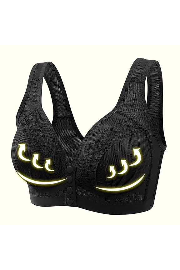 YWDJ Bras for Women Plus Size Push up Front Close Lounge Bras Wirefree Comfortable Bras Wide Strap Full Coverage Wrap Bras Padded Plus Size Comfortable Bras Sleep Bras Black M