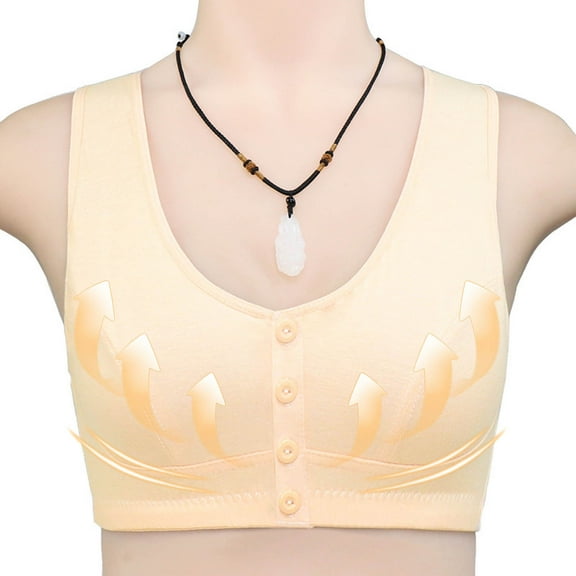 YWDJ Bras for Women Plus Size Push up Front Close Sleep Bras No Wires Comfy Bras Wide Strap Full Coverage Wrap Lounge Bras Padded Plus Size Comfortable Bras Solid Comfortable Bras Beige S