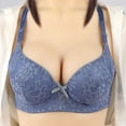thumbnail image 1 of YWDJ Bras for Women Plus Size Push up Lounge Bras Underwire Comfortable Bras Adjustable Straps Half Cup Wrap Bras Padded Plus Size Lace Bras Solid Sleep Bras Blue XL, 1 of 4