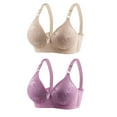 thumbnail image 1 of YWDJ Bras for Women Push up 2 Pack Back Closures Comfortable Bras No Underwire Bras Adjustable Straps Half Cup Wrap Sleep Bras Padded Plus Size Comfy Bras Solid Comfy Bras Purple L, 1 of 3