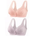 thumbnail image 1 of YWDJ Bras for Women Push up 2 Pack Front Close Lounge Bras No Underwire Nursing Bras Wide Strap Full Coverage Bras Wrap Sleep Bras Padded Plus Size Comfortable Solid Breastfeeding Bras Purple 2XL, 1 of 3