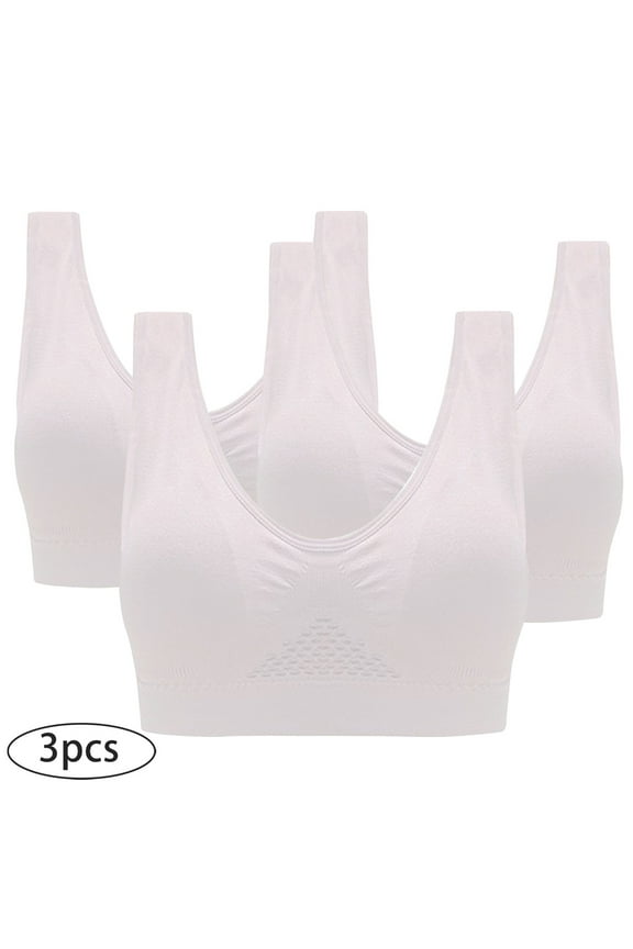 YWDJ Bras for Women Push up 3 Pack Front Close Lounge Bras Wireless Sleep Bras Wide Strap Full Coverage Bras Low Support Cross Bras Padded Plus Size Bras Comfort Wrap Solid Bras Multicolor 3XL