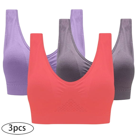 YWDJ Bras for Women Push up 3 Pack Front Closure No Underwire Wide Strap Full Coverage Bras Low Support Cross Padded Plus Size Bras Comfort Wrap Solid Bras Multicolor 3XL