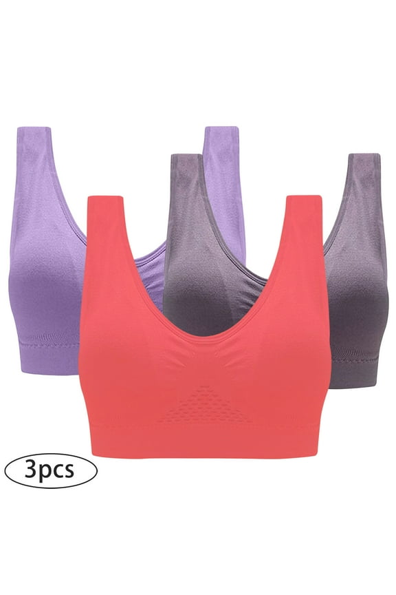 YWDJ Bras for Women Push up 3 Pack Front Closure No Underwire Wide Strap Full Coverage Bras Low Support Cross Padded Plus Size Bras Comfort Wrap Solid Bras Multicolor 3XL