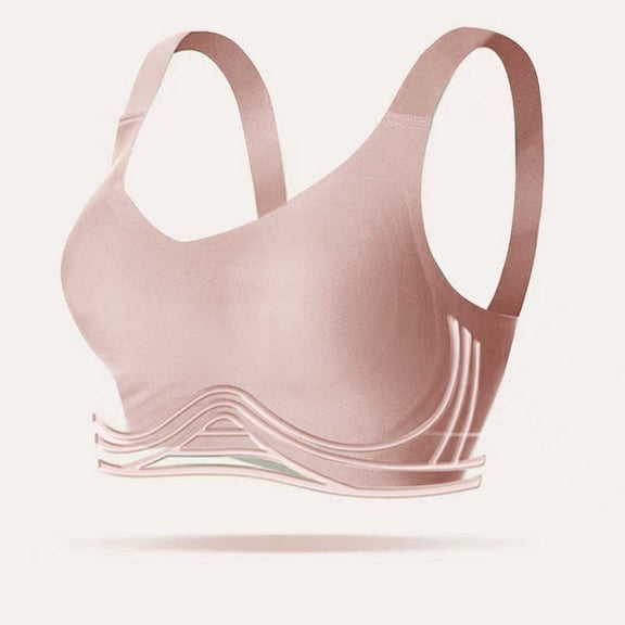 YWDJ Bras for Women Push up Back Closures Lounge Bras No Wire Comfortable Bras Adjustable Straps Full Coverage Wrap Bras Padded Plus Size Comfort Bras Solid Sleep Bras Pink M