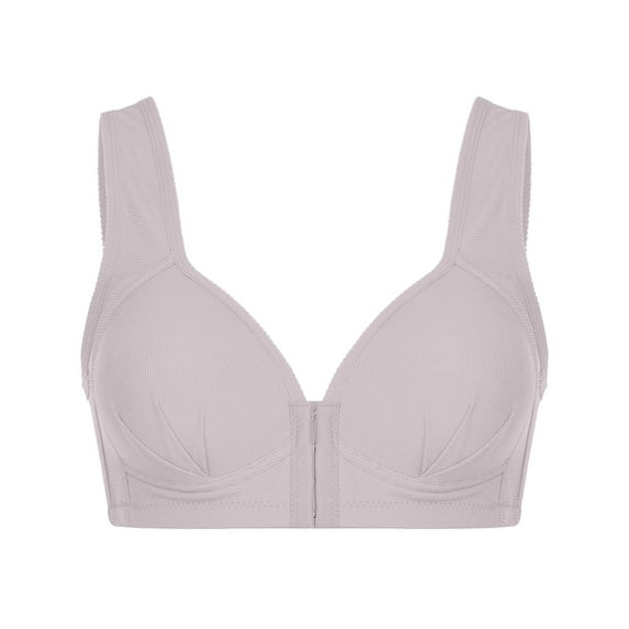 YWDJ Bras for Women Push up Front Close Lounge Bras No Underwire Comfortable Bras Wide Strap Full Coverage Wrap Bras Padded Plus Size Comfort Bras Sleep Bras Gray 4XL