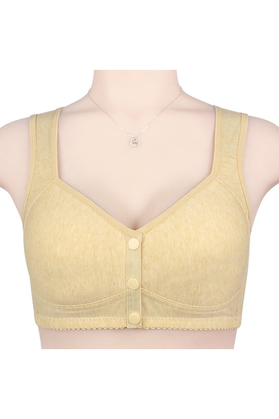 YWDJ Bras for Women Push up Front Closure Comfortable Bras Wirefree Bras Wide Strap Full Coverage Wrap Sleep Bras Padded Plus Size Comfortable Bras Comfy Bras Yellow 52