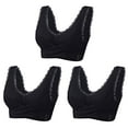 thumbnail image 1 of YWDJ Bras for Women Push up and Padded 3 Pack Front Closure Comfy Bras Wireless Lounge Bras Wide Strap Full Coverage Cross Comfortable Bras Padded Plus Size Lace Comfy Bras Wrap Bras Black 3XL, 1 of 6