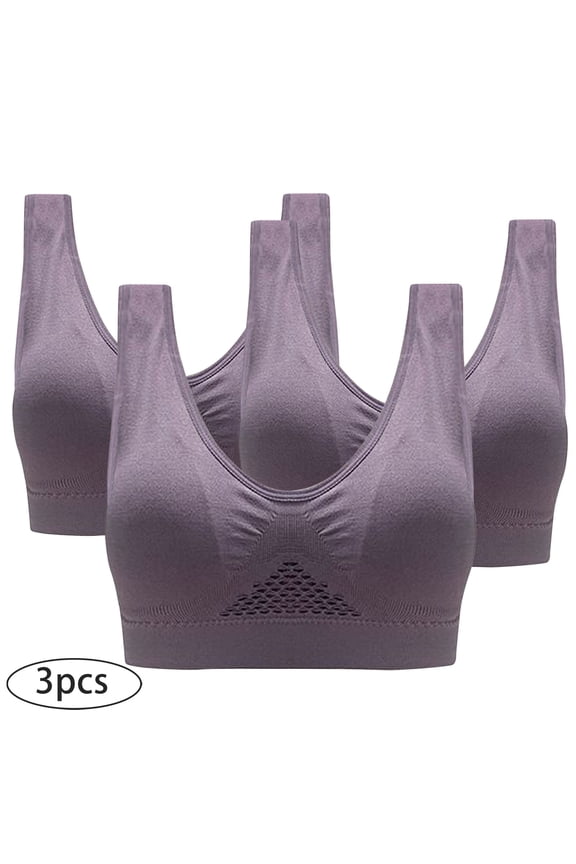 YWDJ Bras for Women Push up and Padded 3 Pack Front Closure Wirefree Wide Strap Full Coverage Bras Low Support Cross Padded Plus Size Bras Comfy Wrap Solid Bras Multicolor XL
