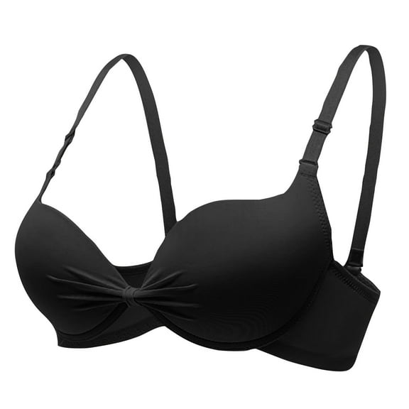 YWDJ Bras for Women Push up and Padded Back Closures Comfy Bras Underwire Lounge Bras Adjustable Straps Half Cup Wrap Comfortable Bras Padded Comfortable Bras Solid Bras Black L