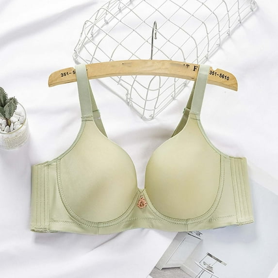 YWDJ Bras for Women Push up and Padded Back Closures Lounge Bras Underwire Comfortable Bras Wide Strap Full Coverage Wrap Bras Padded Plus Size Comfortable Bras Solid Sleep Bras Green M