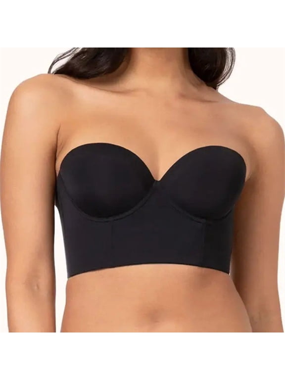 YWDJ Bras for Women Push up and Padded Back Closures Sleep Bras No Wires Comfy Bras Strapless Half Cup Backless Lounge Bras Padded Plus Size Comfortable Bras Strappy Wrap Comfortable Bras Black 2XL