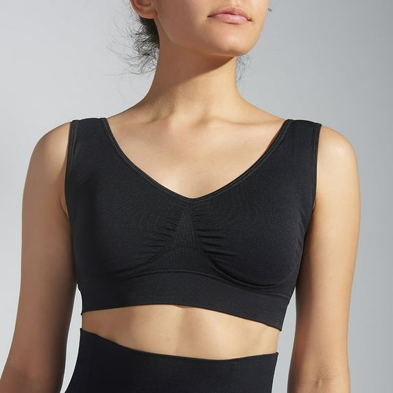 YWDJ Bras for Women Push up and Padded Back Closures Sleep Bras No Wires Comfy Bras Wide Strap Full Coverage Wrap Lounge Bras Padded Plus Size Comfortable Bras Comfortable Bras Black S