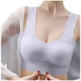 thumbnail image 1 of YWDJ Bras for Women Push up and Padded Closure in Back Comfy Bras Wireless Lounge Bras Wide Strap Full Coverage Wrap Comfortable Bras Padded Plus Size Lace Comfortable Bras Solid Bras Gray 2XL, 1 of 3