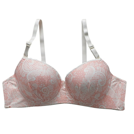 YWDJ Bras for Women Push up and Padded Closure in Back Sleep Bras Underwire Comfy Bras Adjustable Straps Half Cup Wrap Lounge Bras Padded Bras Solid Comfortable Bras Pink XL