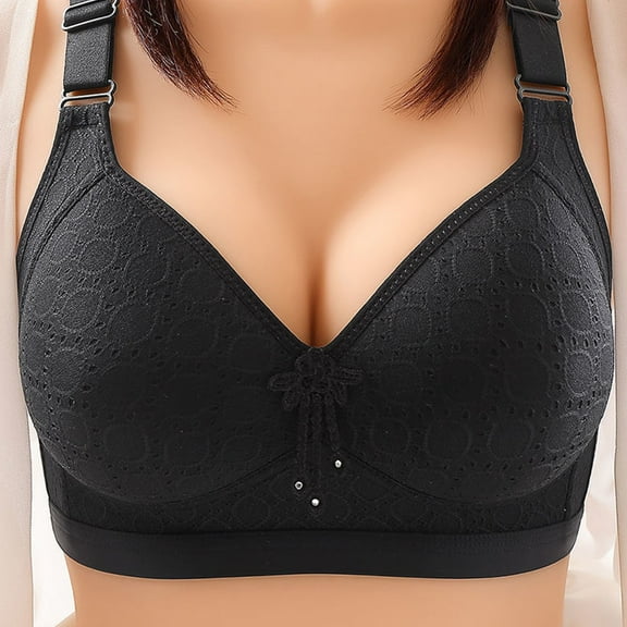 YWDJ Bras for Women Push up and Padded Comfortable Bras No Wires Bras Adjustable Straps Half Cup Wrap Sleep Bras Padded Plus Size Comfortable Bras Comfy Bras Black L