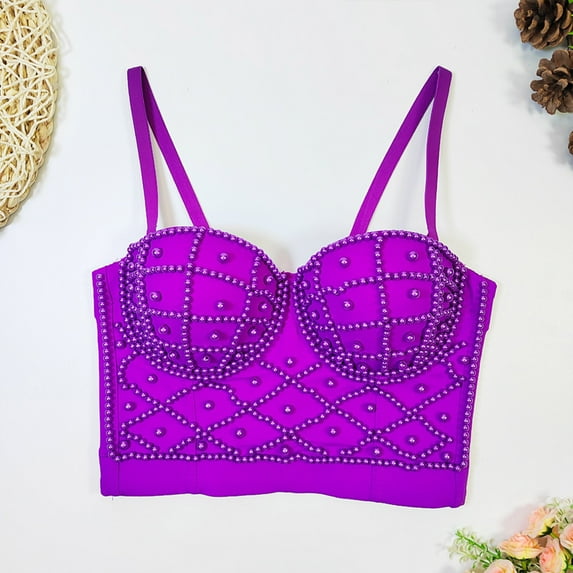YWDJ Bras for Women Push up and Padded Comfortable Bras No Wires Bras Spaghetti Straps Full Coverage Wrap Sleep Bras Padded Comfortable Bras Solid Comfy Bras Purple M