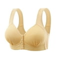 thumbnail image 1 of YWDJ Bras for Women Push up and Padded Front Close Comfortable Bras Wireless Bras Wide Strap Full Coverage Hollow Sleep Bras Padded Plus Size Comfortable Bras Wrap Comfy Bras Beige L, 1 of 2