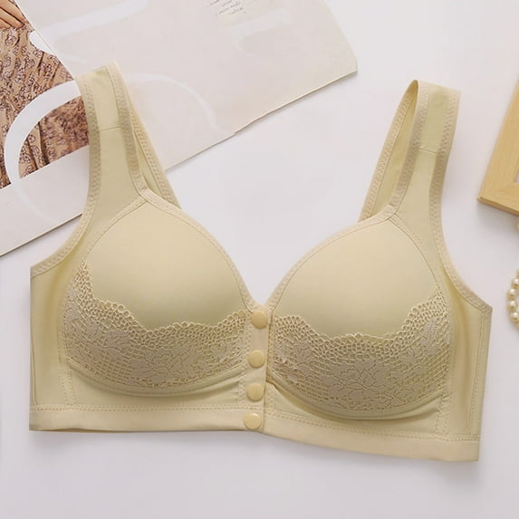 YWDJ Bras for Women Push up and Padded Front Close Lounge Bras Wirefree Comfortable Bras Wide Strap Full Coverage Wrap Bras Padded Plus Size Comfort Bras Solid Sleep Bras Beige 3XL