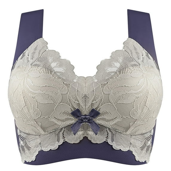 YWDJ Bras for Women Push up and Padded Pullover Bras No Underwire Sleep Bras Wide Strap Full Coverage Wrap Comfy Bras Padded Plus Size Lace Comfortable Bras Solid Lounge Bras Navy 3XL