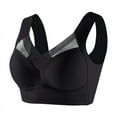thumbnail image 1 of YWDJ Bras for Women Push up and Padded Pullover Lounge Bras Wirefree Comfortable Bras Wide Strap Full Coverage Wrap Bras Padded Plus Size Lace Comfy Bras Solid Sleep Bras Black 5XL, 1 of 3
