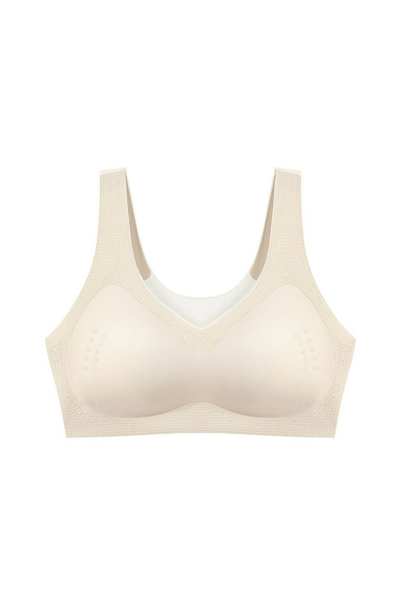 YWDJ Bras for Women Push up Pullover Lounge Bras No Underwire Sleep Bras Wide Strap Full Coverage Comfy Bras Low Support Wrap Sports Bras Padded Plus Size Workout Bras Comfy Solid Bras Beige XL