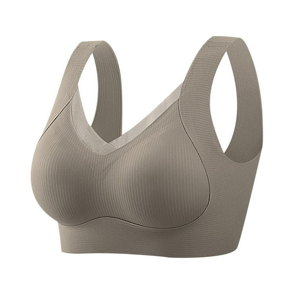 YWDJ Bras for Women Push up Pullover Sleep Bras Size Small No Wires Comfy Bras Wide Strap Half Cup Hollow Lounge Bras Padded Lace Comfy Bras Wrap Solid Comfortable Bras Brown L
