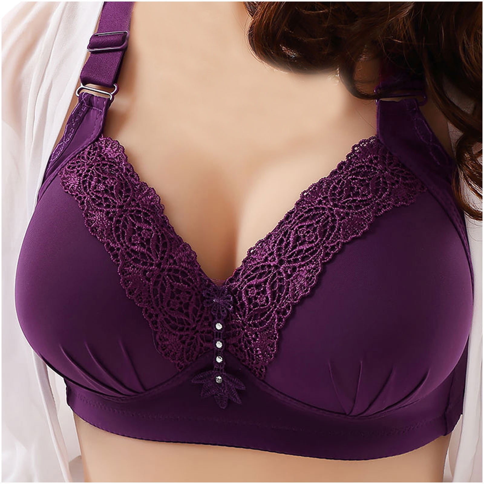 YWDJ Bras for Women Push Up Lace for Sagging Breasts Lightly Solid