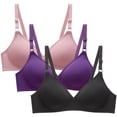 thumbnail image 1 of YWDJ Bras for Women Sleeping 3 Pack Closure in Back Comfy Bras Size Small No Underwire Lounge Bras Adjustable Straps Half Cup Wrap Comfortable Bras Padded Comfortable Bras Solid Bras Pink M, 1 of 6