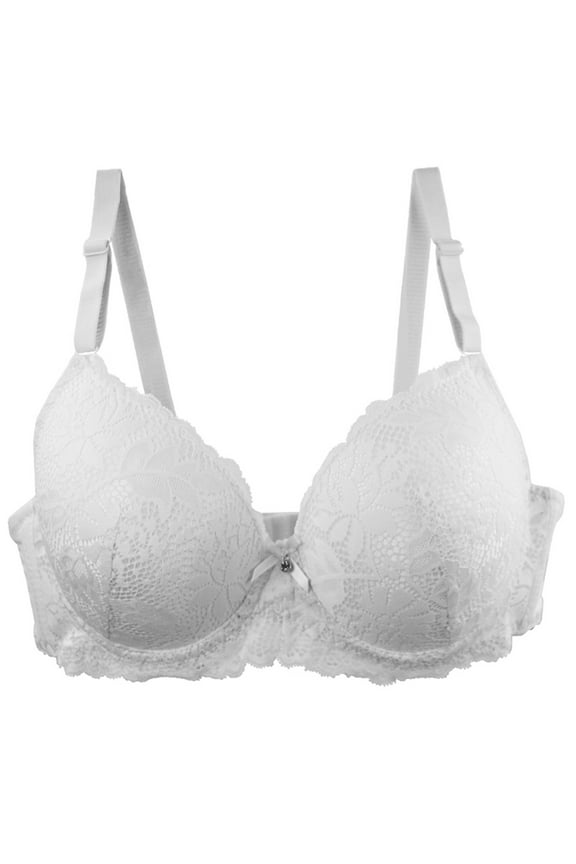 YWDJ Bras for Women Sleeping Back Closures Lounge Bras Wirefree Comfortable Bras Adjustable Straps Half Cup Push up Wrap Bras Padded Plus Size Lace Bras Sleep Bras White M