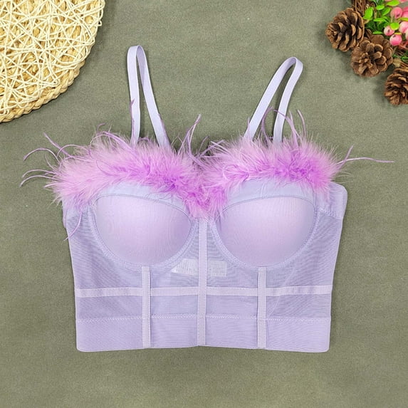 YWDJ Bras for Women Sleeping Bras Wireless Sleep Bras Spaghetti Straps Full Coverage Push up Wrap Comfy Bras Padded Comfortable Bras Solid Lounge Bras Purple S