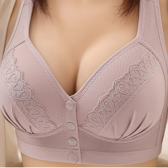 YWDJ Bras for Women Sleeping Closure in Back Bras No Wire Sleep Bras Wide Strap Full Coverage Push up Wrap Comfy Bras Padded Plus Size Lace Comfortable Bras Solid Lounge Bras Purple XL