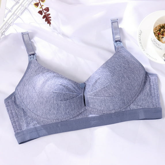 YWDJ Bras for Women Sleeping Front Close Lounge Bras No Wires Nursing Bras Adjustable Straps Half Cup Comfortable Bras Push up Wrap Sleep Bras Padded Comfort Button Breastfeeding Bras Blue 40