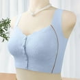thumbnail image 1 of YWDJ Bras for Women Sleeping Front Closure Lounge Bras Wireless Comfortable Bras Wide Strap Full Coverage Push up Wrap Bras Padded Plus Size Lace Comfy Bras Solid Sleep Bras Blue 3XL, 1 of 4