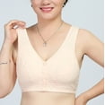 thumbnail image 1 of YWDJ Bras for Women No Underwire Plus Size Front Closure Front Clip Zip Snap Front Close Wide Back for Full Figured Tank Top Vest Bra Solid Sleeveless Lingerie Front Four Wide Strap Tank Beige L, 1 of 5