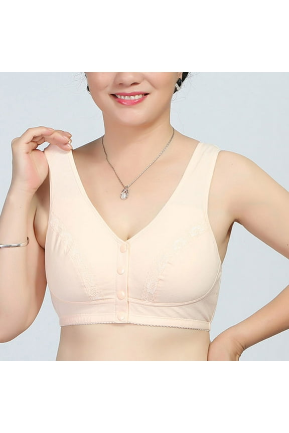 YWDJ Bras for Women No Underwire Plus Size Front Closure Front Clip Zip Snap Front Close Wide Back for Full Figured Vest Bra Solid Sleeveless Front Four Wide Strap Tank Beige XXXXXL