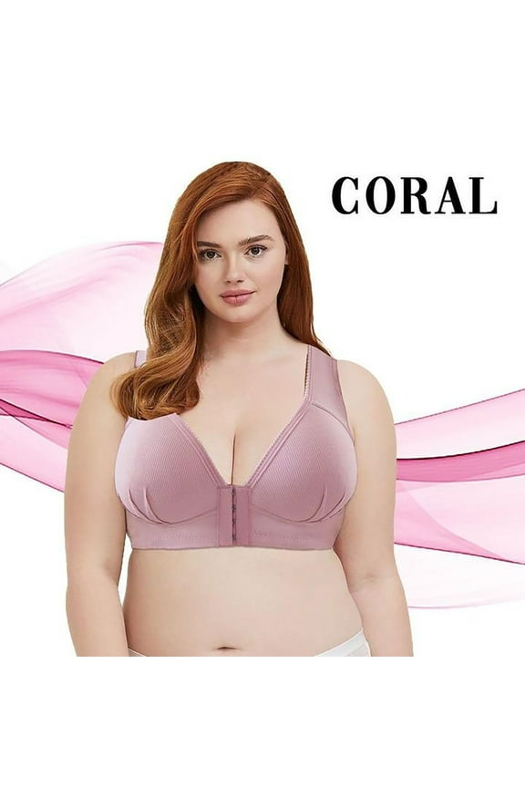 YWDJ Bras for Women Underwire Push up Front Close Comfortable Bras Bras Wide Strap Full Coverage Wrap Sleep Bras Padded Plus Size Comfort Bras Comfy Bras Pink 4XL