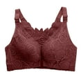 thumbnail image 1 of YWDJ Bras for Women Front Closure Wireless Push up Comfort Straps Support Lace Bralette Breathable Soft Bra for All Shapes Sagging Breasts Wine 42, 1 of 3