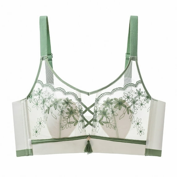 YWDJ Bras for Women Full Coverage Wireless Push up No Wire Comfort Straps Support Bralette Breathable Soft Bra for All Shapes Sagging Breasts Green M