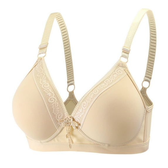 YWDJ Bras for Women Half Cup Lounge Bras No Wires Comfortable Bras Adjustable Straps Push up Wrap Bras Padded Comfort Bras Solid Sleep Bras Beige XL