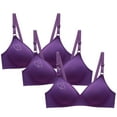 thumbnail image 1 of YWDJ Bras for Women Pack of 3 Plus Size Push up No Wire Comfort Straps Bralette Breathable Soft Bra for All Shapes Sagging Breasts Purple 2XL, 1 of 4