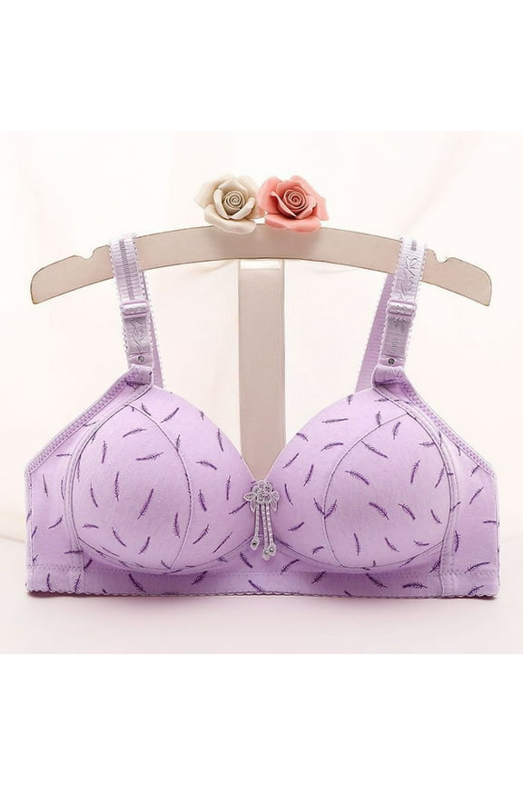 YWDJ Bras for Women Plus Size Push up Bras Wireless Sleep Bras Adjustable Straps Half Cup Wrap Comfy Bras Padded Comfy Bras Lounge Bras Purple 2XL