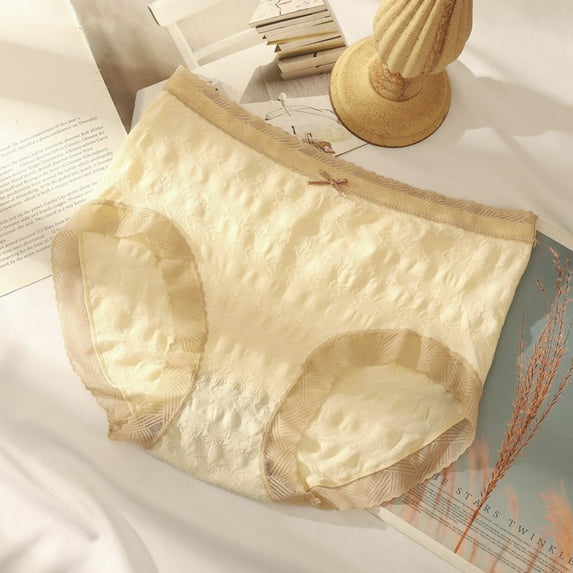 YWDJ Breathable Lightweight High Waist No Show Seamless Underwear Girls High Elastic Seamless Cotton Crotch Breathable Sexy Mid-Waist Hip Lift Comfortable Briefs Beige One Size