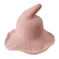 thumbnail image 1 of YWDJ Bucket Hats Fashion Witch Pointed Basin Bucket Hat Halloween Cotton Knitting Hats For Women Pink, 1 of 2